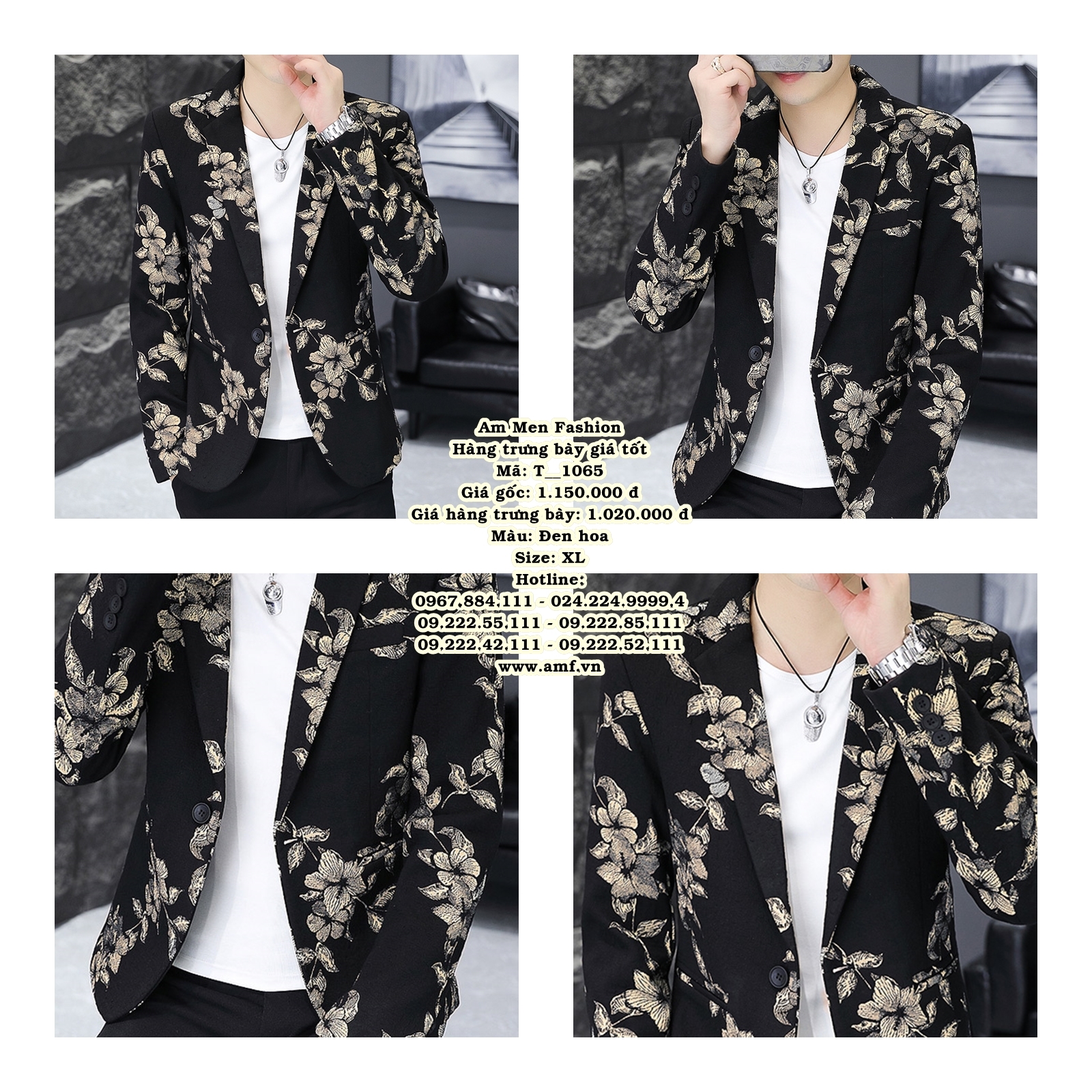 T1065 - Màu: Đen hoa - Size: XL