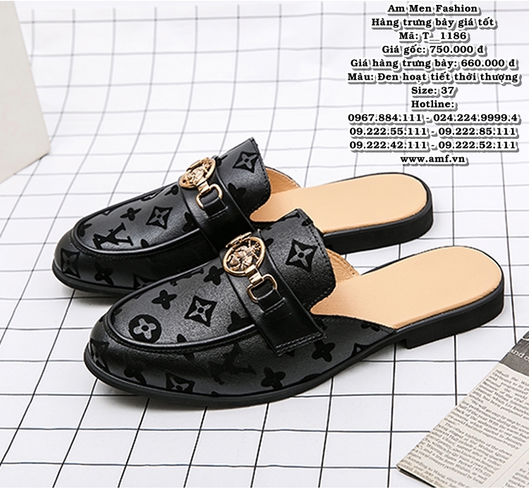 T1186 - Màu: Đen hoạt tiết thời thượng - Size: 37